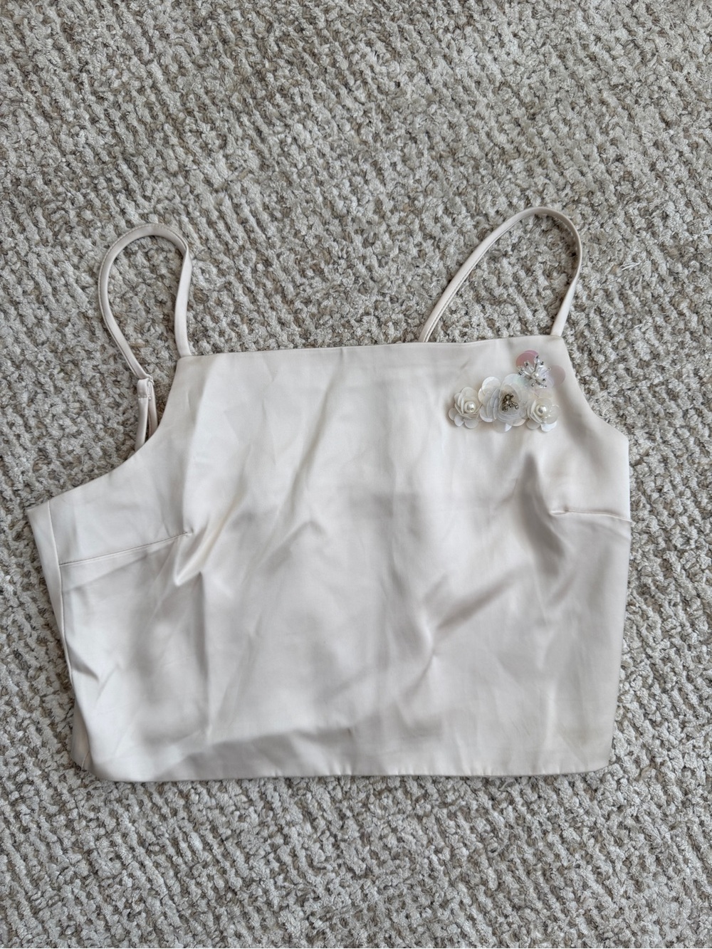 Rachel Zoe Cream Floral Appliqué Camisole